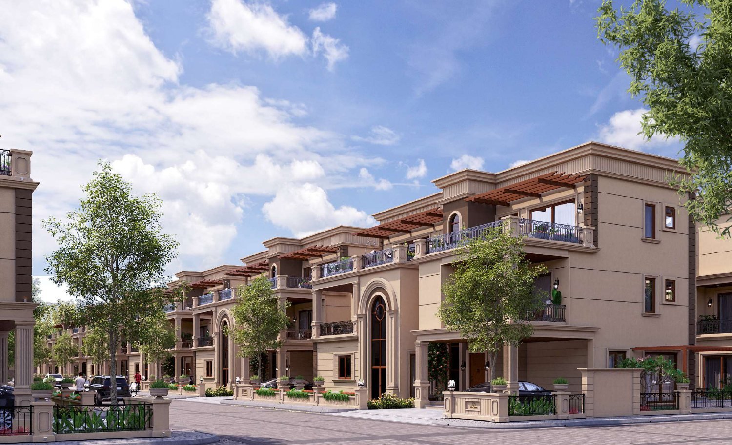 Villa streetscape inside the Subishi Nirvana gated community