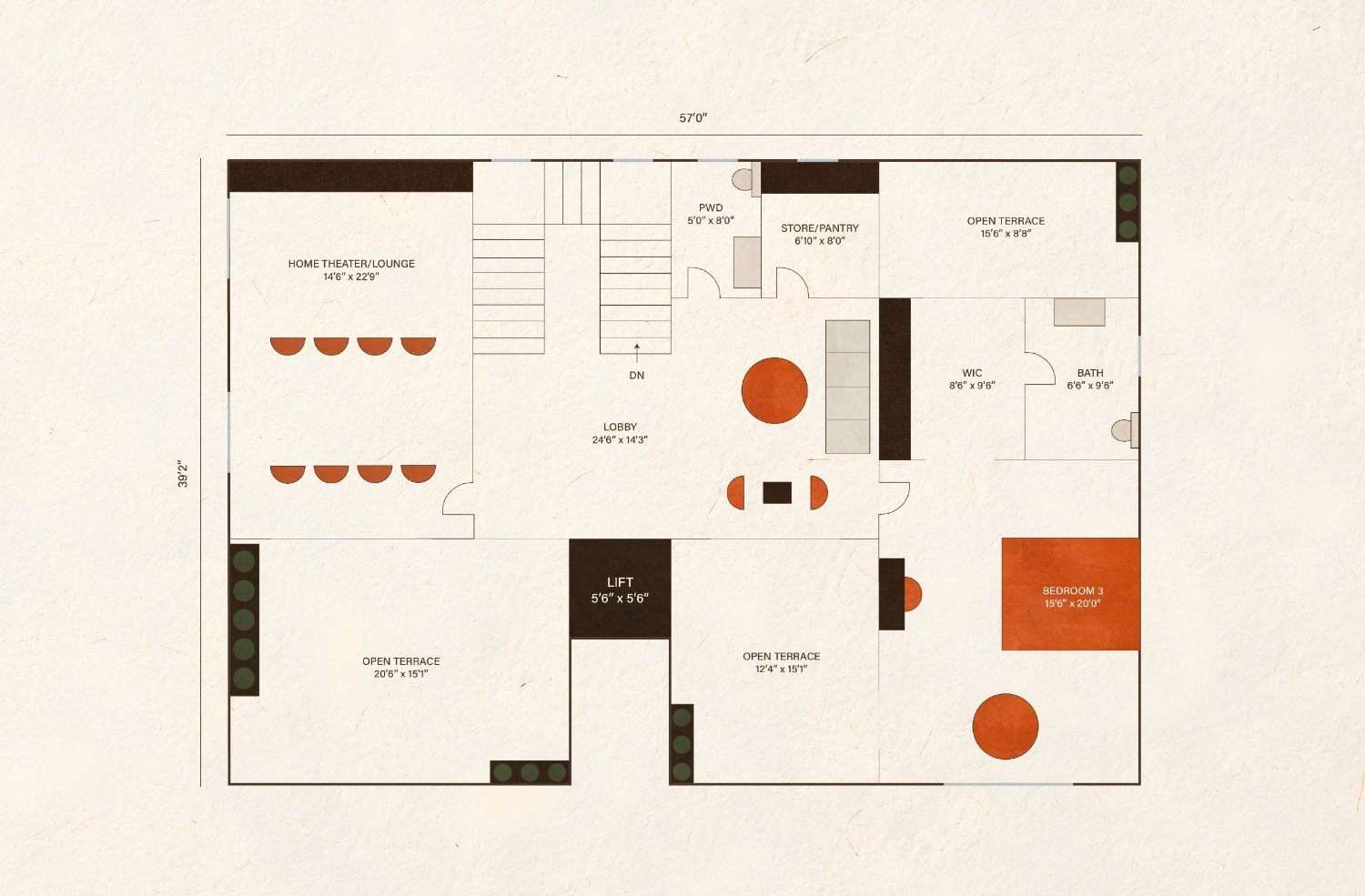 Subishi Nirvana 500 sq.yd west facing villa — second floor plan